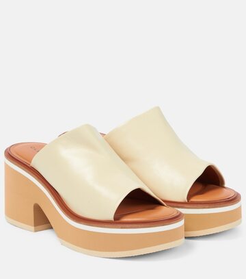 clergerie cessy leather platform sandals in white