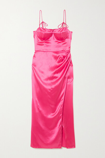 Reformation - + Net Sustain Marguerite Gathered Silk-charmeuse Midi Dress - Pink