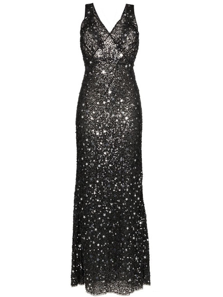 The Attico star and sparkle embellished maxi dress in black