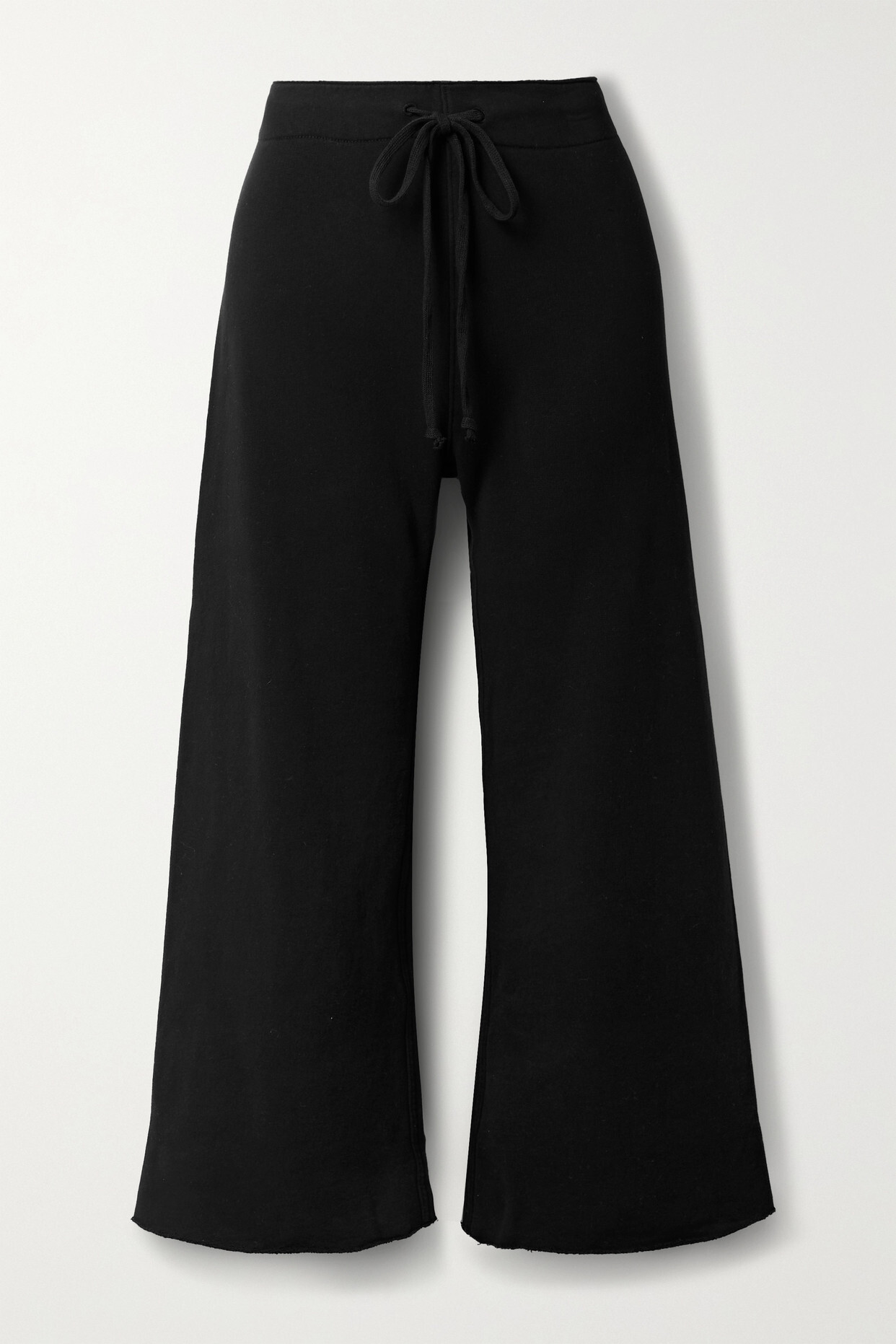 Nili Lotan - Kiki Cropped Voile-trimmed Cotton-jersey Track Pants - Black
