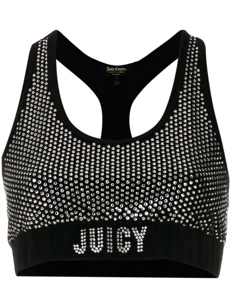 Juicy Couture Swarovski embellished velour crop top in black