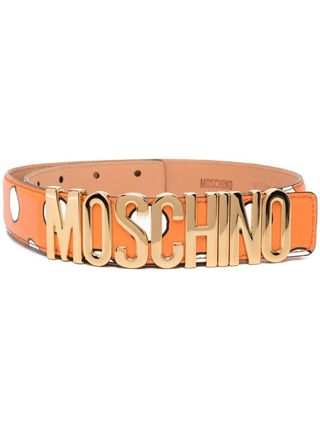 Moschino polka dot print belt in orange