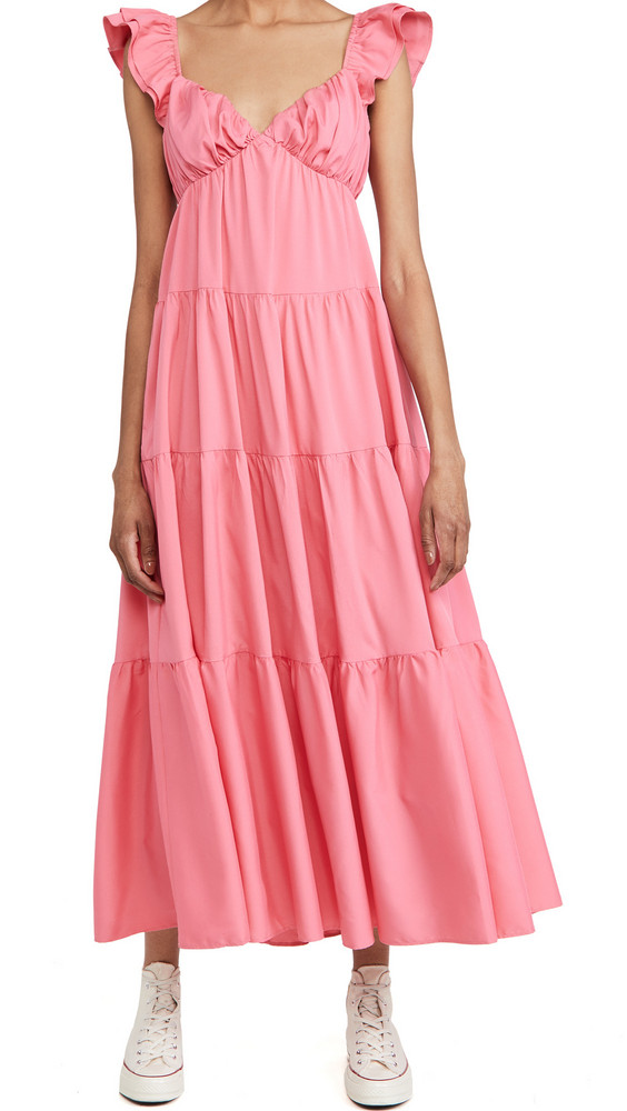 ENGLISH FACTORY Ruffle Sleeve Maxi Dress in pink