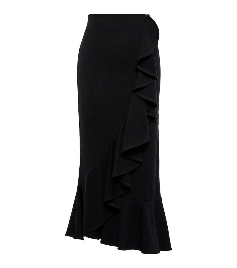 Johanna Ortiz Volveremos ruffle-trimmed midi skirt in black