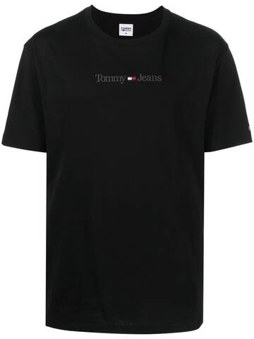 tommy jeans logo-embroidered cotton t-shirt - black