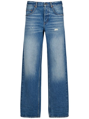saint laurent baggy cotton denim jeans in blue