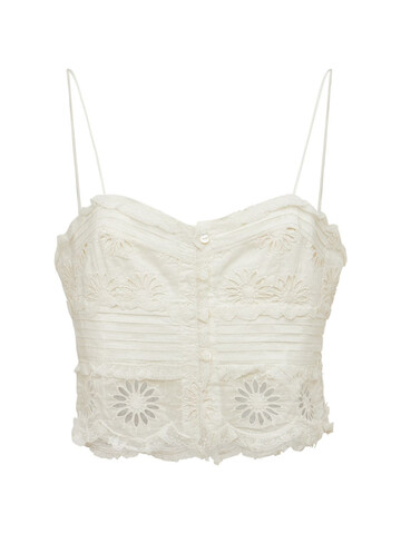 ISABEL MARANT Delphine Embroidered Crop Top in white