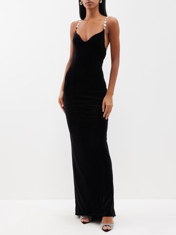 galvan - avedon cabochon-embellished velvet gown - womens - black