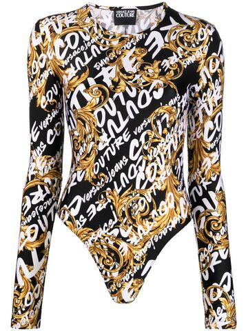 versace jeans couture logo-print long-sleeve body - black