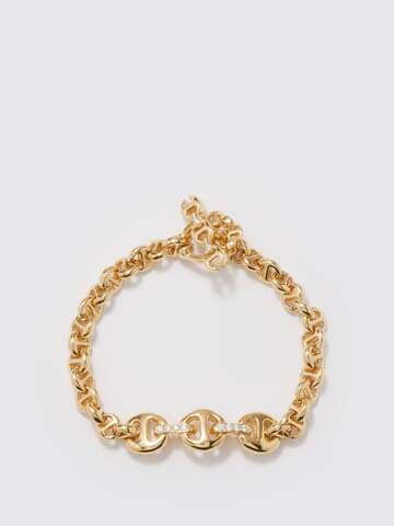 hoorsenbuhs - tri-link diamond & 18kt gold bracelet - womens - yellow gold