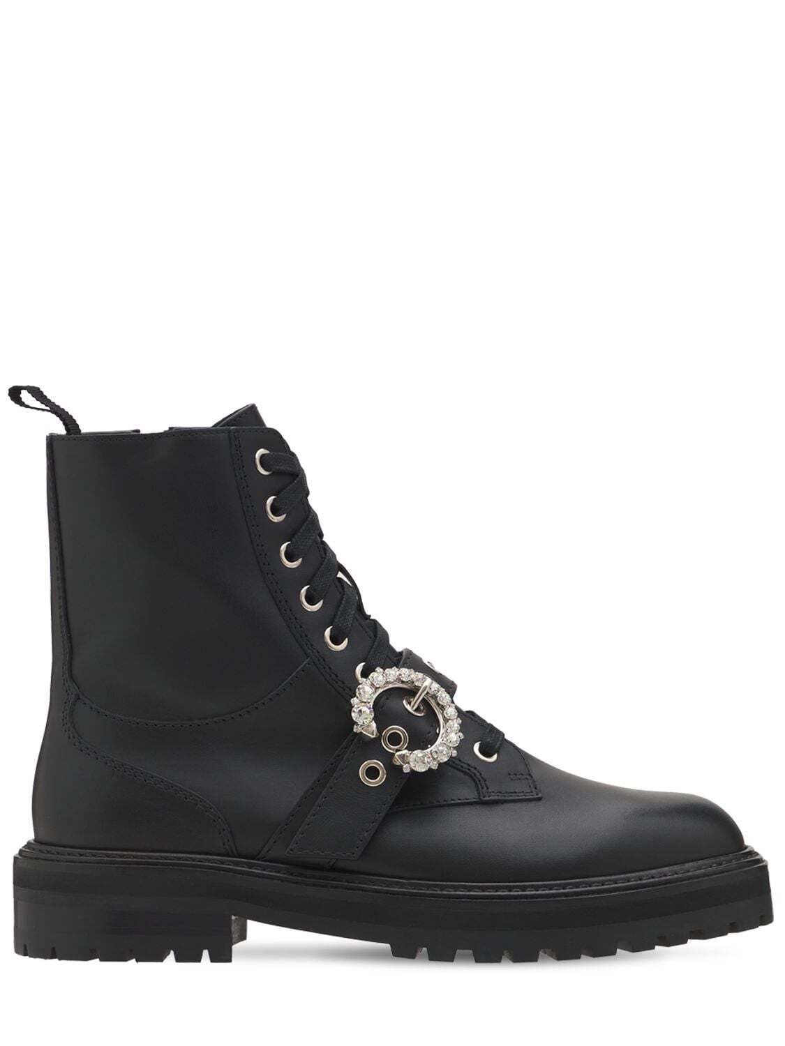 JIMMY CHOO 30mm Cora Leather Combat Boots in black
