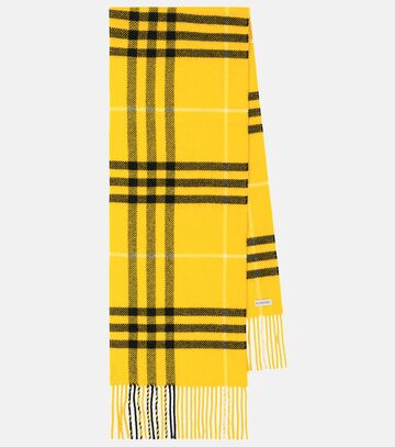 burberry burberry check wool and cashmere scarf in yellow