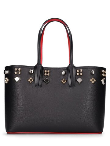 christian louboutin small cabata spiked leather tote bag in black / multi