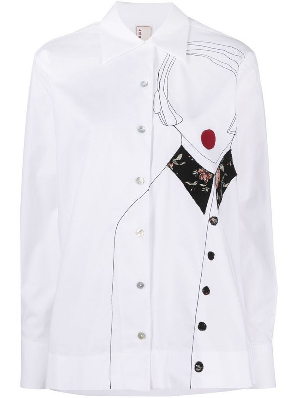 Antonio Marras embroidered button-down shirt in white
