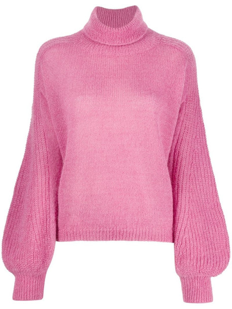 Alberta Ferretti roll neck bell-sleeve jumper in pink