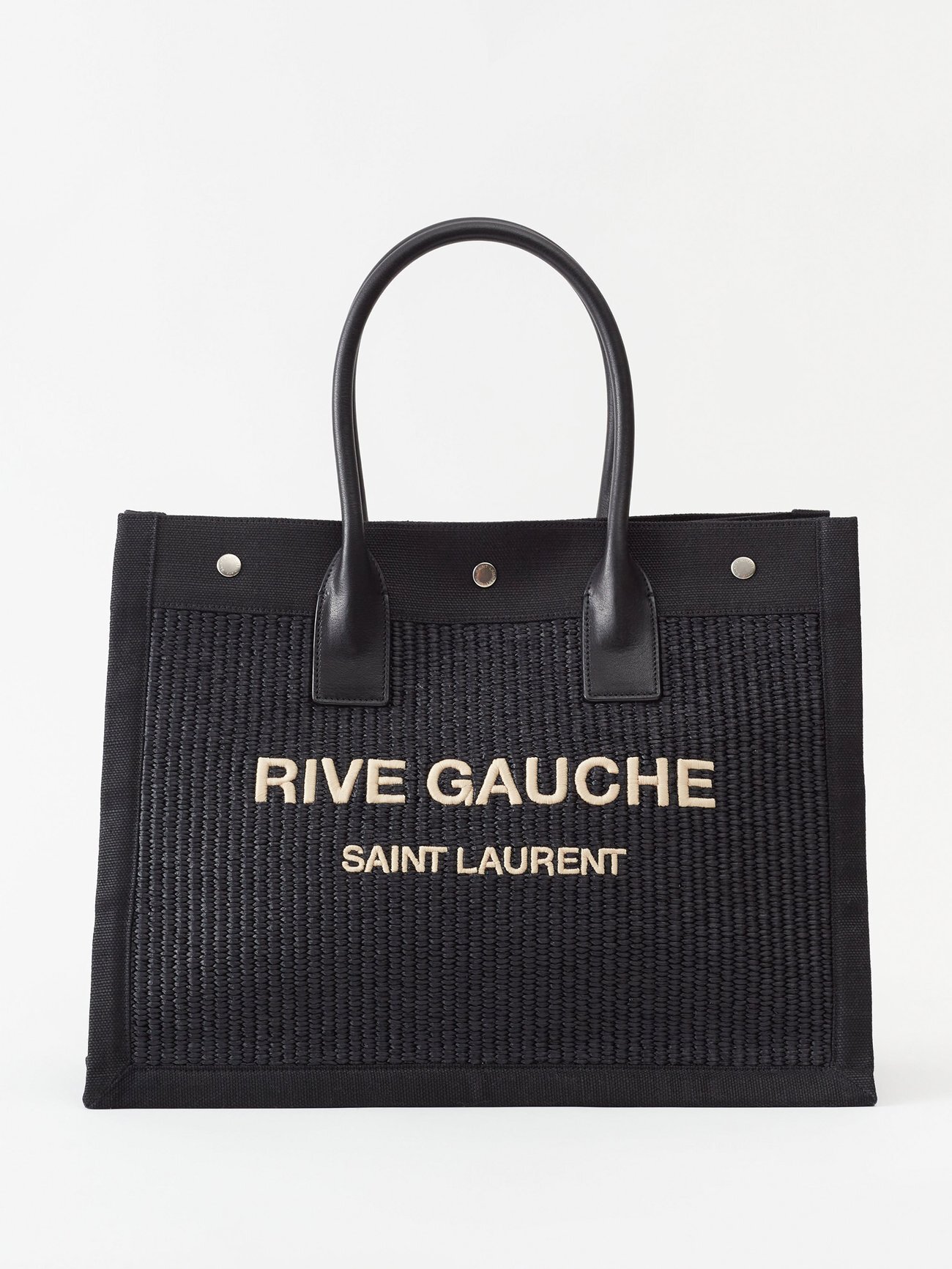Saint Laurent - Rive Gauche Embroidered Tote Bag - Womens - Black