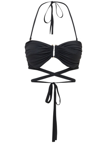 SELF-PORTRAIT Recycled Tech Bandeau Bikini Top in black