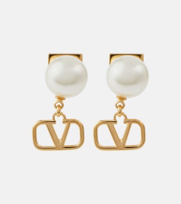 valentino vlogo faux pearl drop earrings in gold