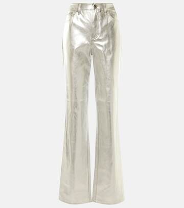 staud chisel faux leather straight-leg pants in silver
