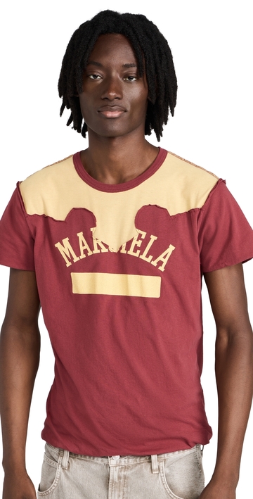 maison margiela t-shirt burgundy xl