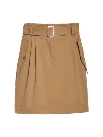 ALBERTA FERRETTI Cotton Gabardine Mini Skirt W/ Belt in beige
