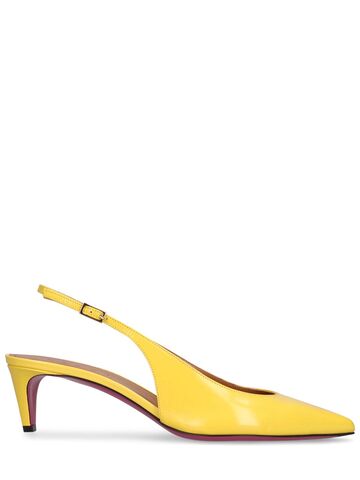 marni 50mm slingback leather pumps in yellow
