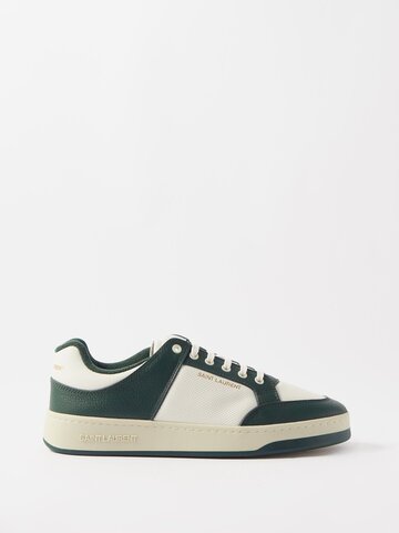 saint laurent - sl/61 leather trainers - mens - green white
