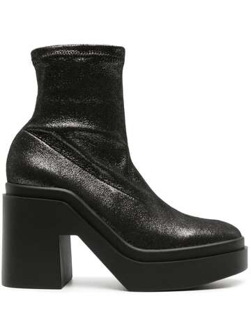clergerie 110mm glitter-embellished slip-on boots - black