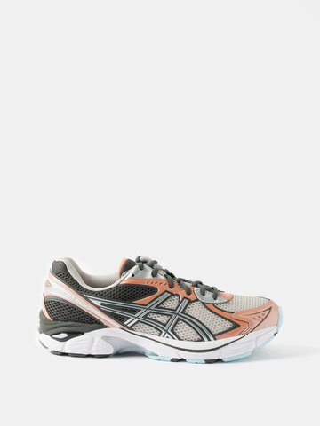 asics - gt-2160 faux-leather and mesh trainers - mens - orange silver