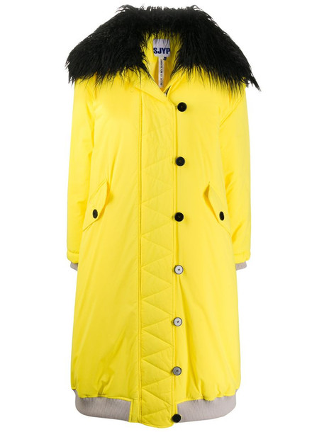 SJYP patted button up coat in yellow