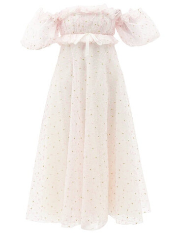 giambattista valli - off-the-shoulder floral-embroidered tulle gown - womens - light pink