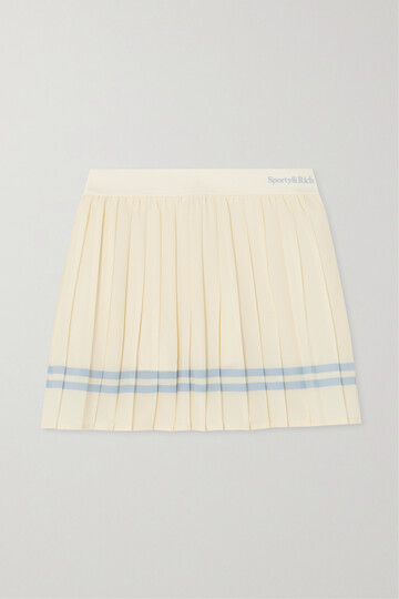 sporty & rich - striped pleated stretch tennis skirt - cream