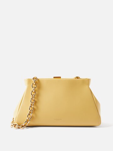 demellier - cannes leather clutch bag - womens - pale yellow