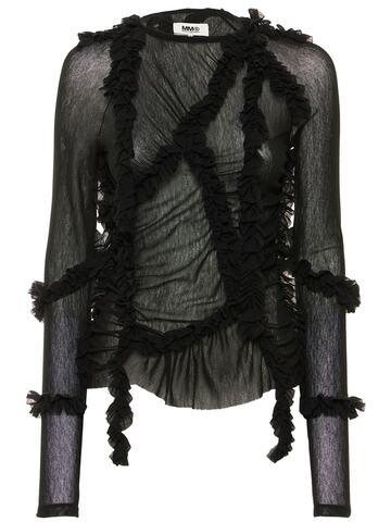 MM6 MAISON MARGIELA Ruched Mesh Top in black