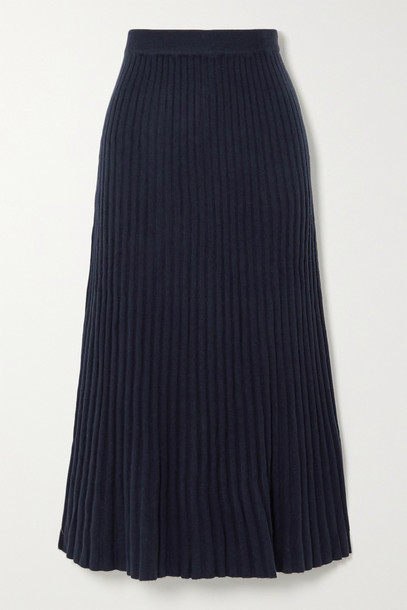 ARCH4 - Ribbed Cashmere Midi Skirt - Blue