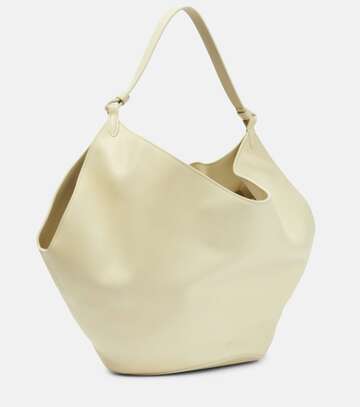 khaite lotus medium leather tote bag in white