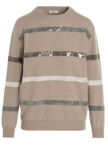 Brunello Cucinelli Sequin Stripe Sweater in neutrals