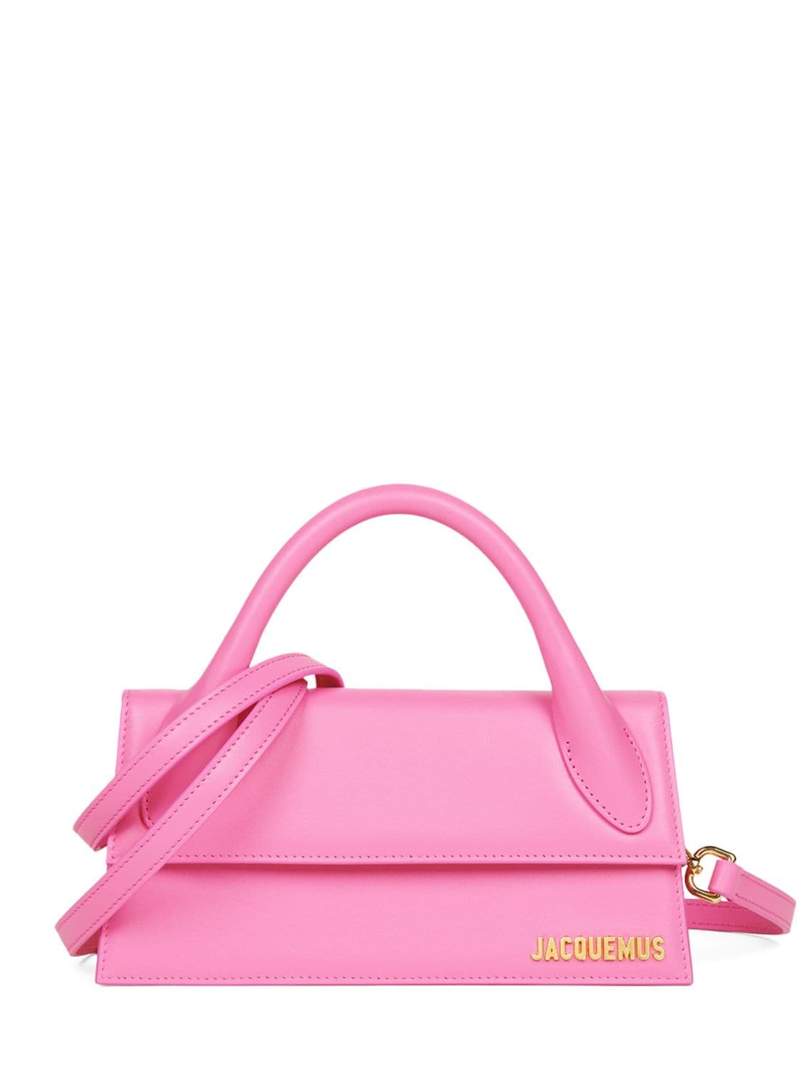 JACQUEMUS Le Chiquito Long Leather Top Handle Bag in pink
