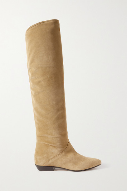 Isabel Marant - Seelys Suede Knee Boots - Neutrals