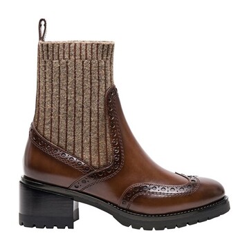 santoni leather low-heel brogue ankle boot