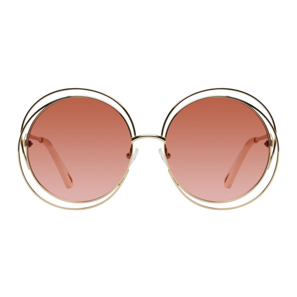 Chloe Gold and Pink Circular Spiralling Sunglasses