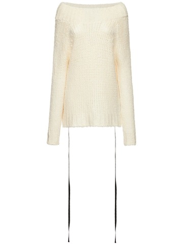 ANN DEMEULEMEESTER Silk & Linen Knit Sweater in white