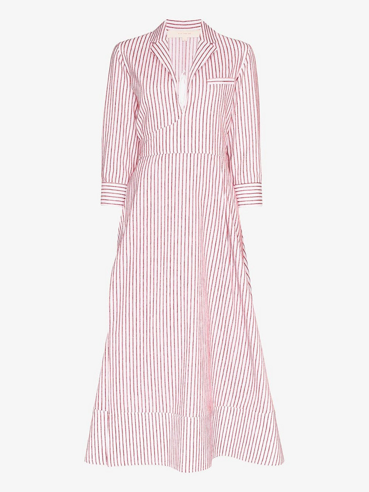By Any Other Name striped cotton midi dress in white
