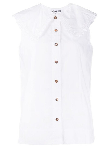 ganni organic cotton blouse in white