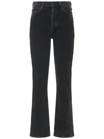 GOLDSIGN Morgan High Rise Straight Cotton Jeans in black