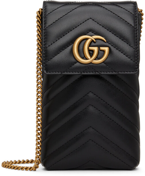 Gucci Black Matelassé Mini Marmont Shoulder Bag in nero