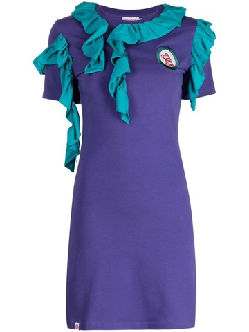 charles jeffrey loverboy ruffle-detail logo-embroidered minidress - purple