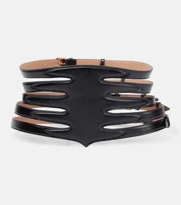 Alaia Multi slim leather belt in black