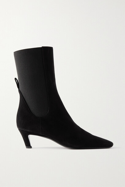 Totême - The Mid Heel Suede Chelsea Boots - Black