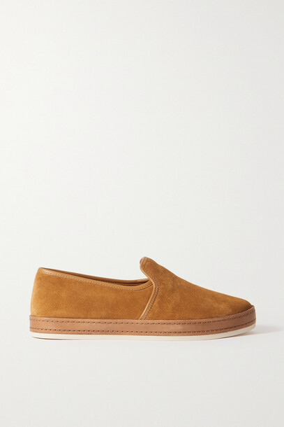 Vince - Canella Leather-trimmed Suede Loafers - Brown